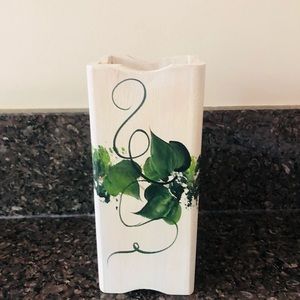 Artist Painted Wooden Container 6” tall